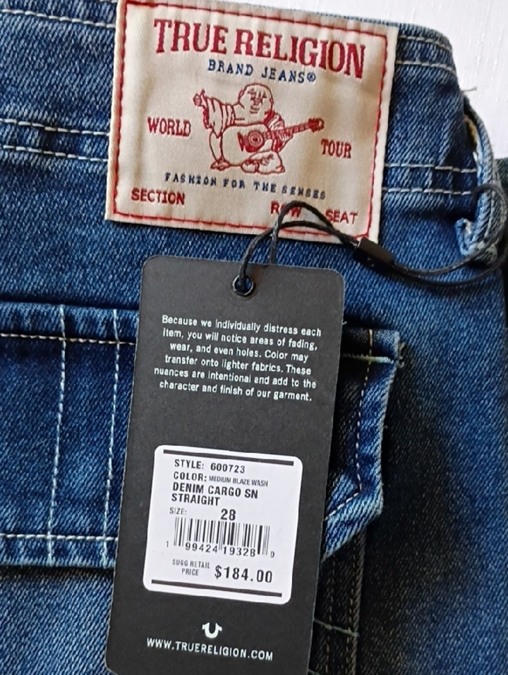 True Religion Women's Dark Blue Cargo Straight Jeans Size 28 - Picture 13 of 13
